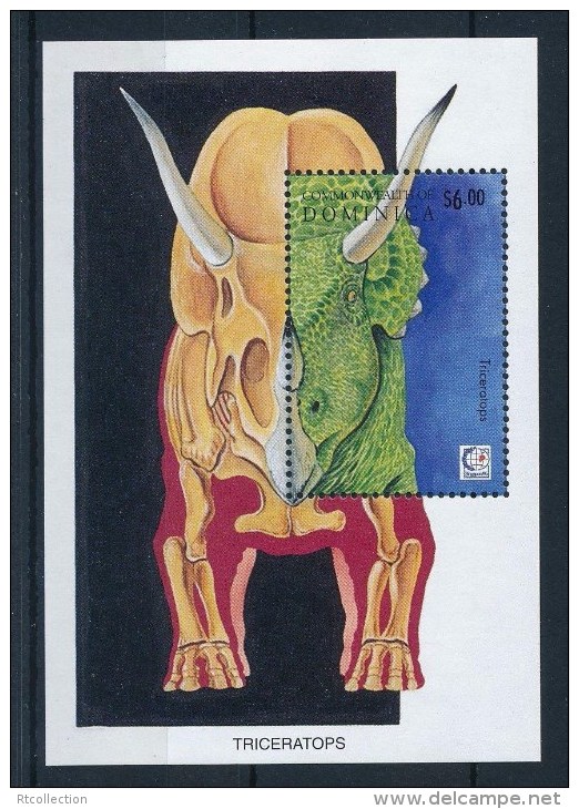 Commonwealth Of Dominica 1995 Prehistorics Dinosaurs Dinosaur Animals Nature Wild Animal Stamp MNH Michel BL296 - Dominica (1978-...)