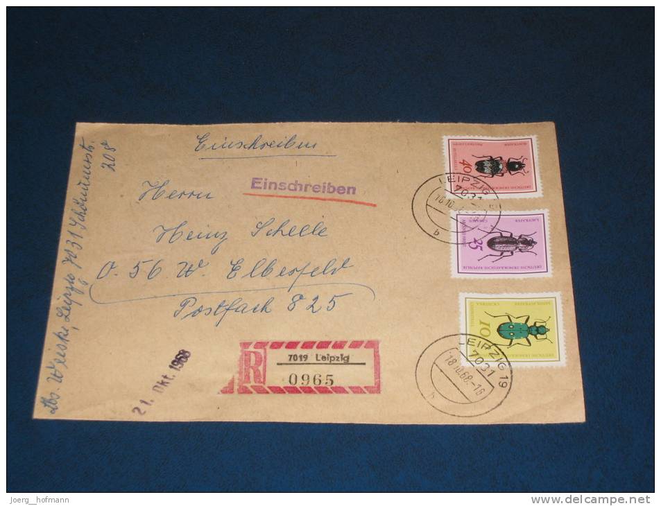 Brief Cover DDR Deutschland Recommande Einschreiben Leipzig - Wuppertal 1968 Käfer Bug Bugs Insekt Insekten Insect - Lettres & Documents