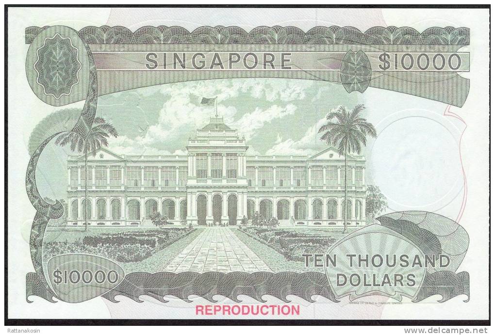 SINGAPORE * REPRODUCTION *like P8A 10.000 DOLLARS 1973  UNC. - Singapour