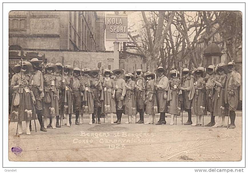 TOULON - CORSO - CARNAVAL -CARTE PHOTO - BERGERS - 1923 - RARE - PLACE NOEL BLACHE. - Toulon