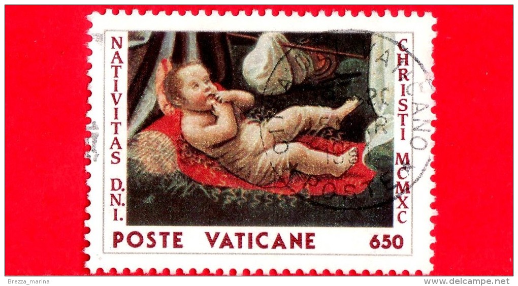 VATICANO  - USATO -1990 - Natale - 650 L. • Il Bambino Gesù - Oblitérés