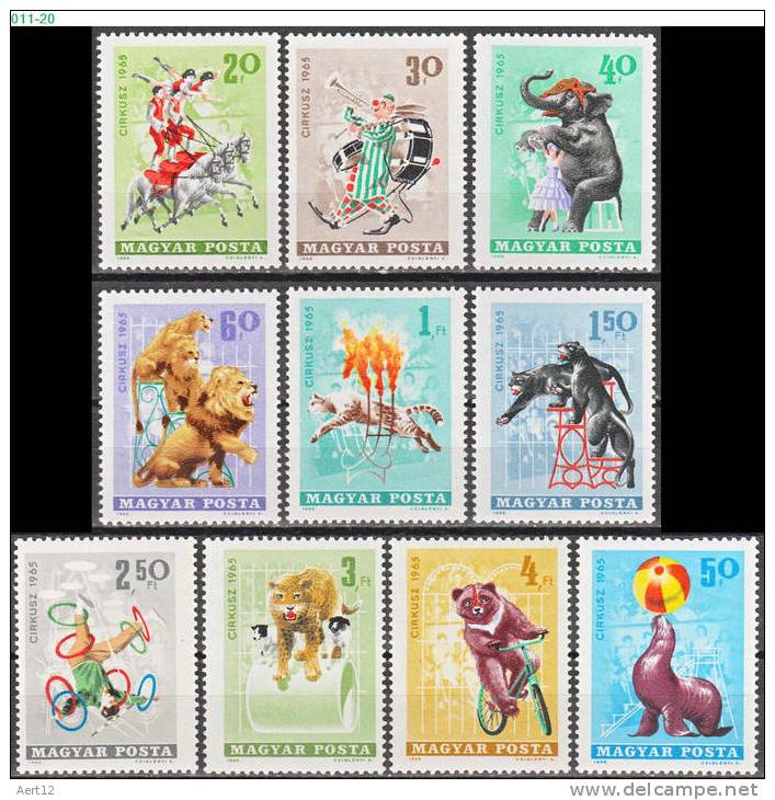 HUNGARY, 1965, Circus Acts, Set Of 10, Sc/Mi 1684-1693 / 2141A-50A - Circo