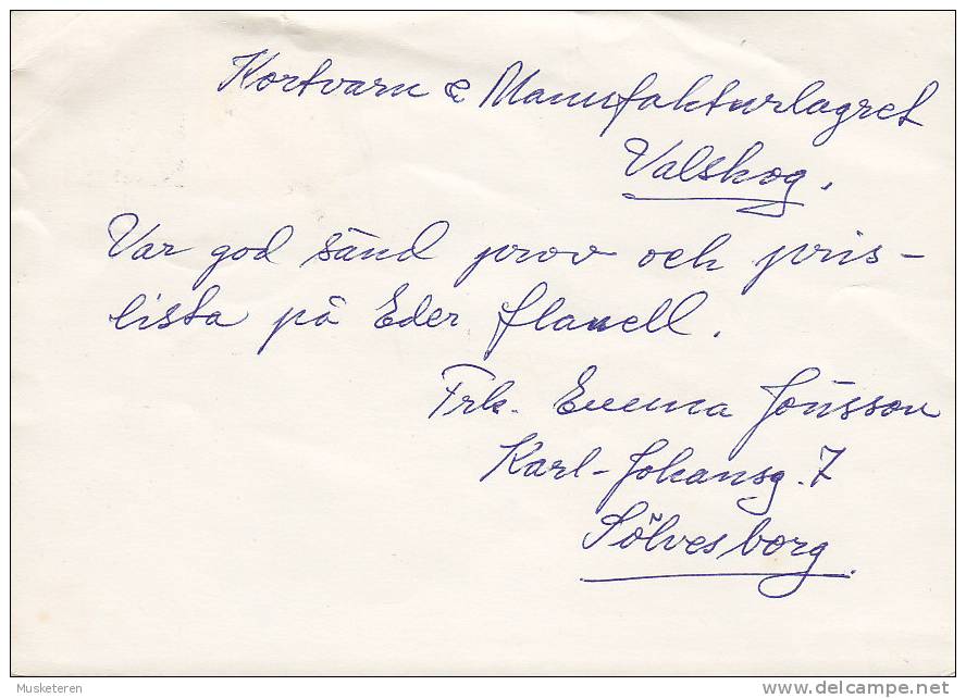 Sweden Uprated Postal Stationery Ganzsache Entier 30 Öre Postkort SÖLVESBORG 1967 To VALSKOG (2 Scans) - Postal Stationery