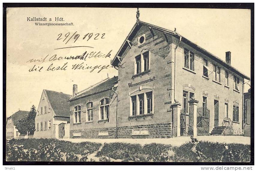 AK PFALZ FREINSHEIM KALLSTADT A Hdt. Winzergenossenschaft OLD POSTCARD 1922 - Freinsheim