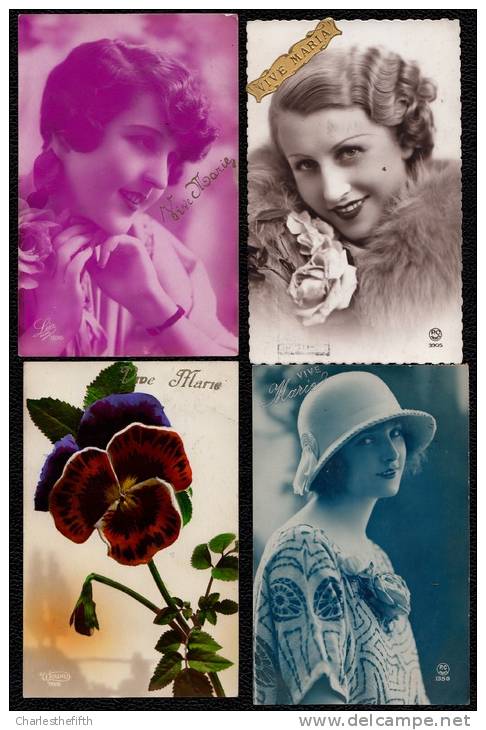 8 X CARTE PHOTO * VIVE MARIE * - FILLE  - MODE - FLEUR - TRES JOLIE - 2 Scans - Prénoms