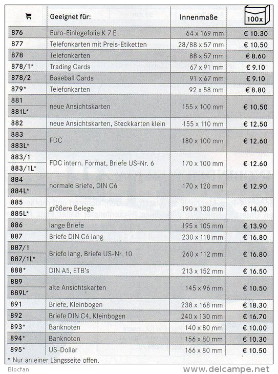 Telefonkarten Hüllen 2x100-Box Neu 17€ Schutz/Einsortieren Telefon-Karten TC 878 LINDNER 88x57 Mm For Telecards Of World - Matériel