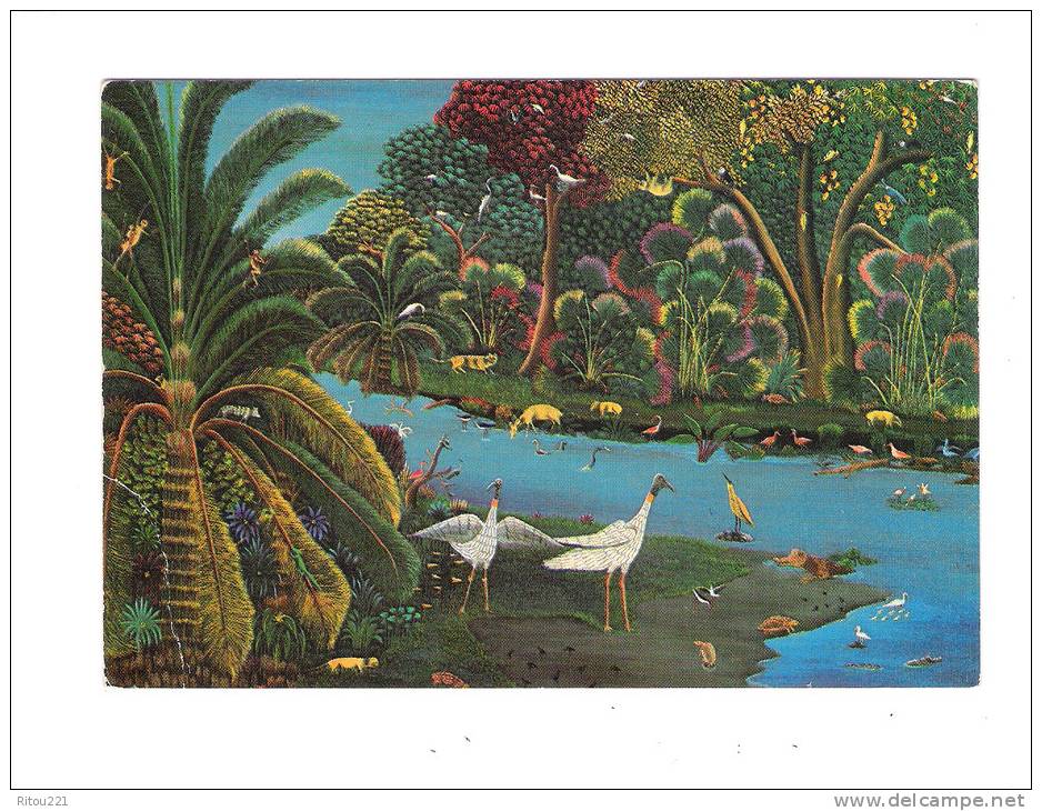 Cpm Illustration Solidarite Avec Peuples D'Amerique Centrale 1984 Animaux Crocodile Tortue Turtle Tapir Singe Arbres Eau - Schildkröten