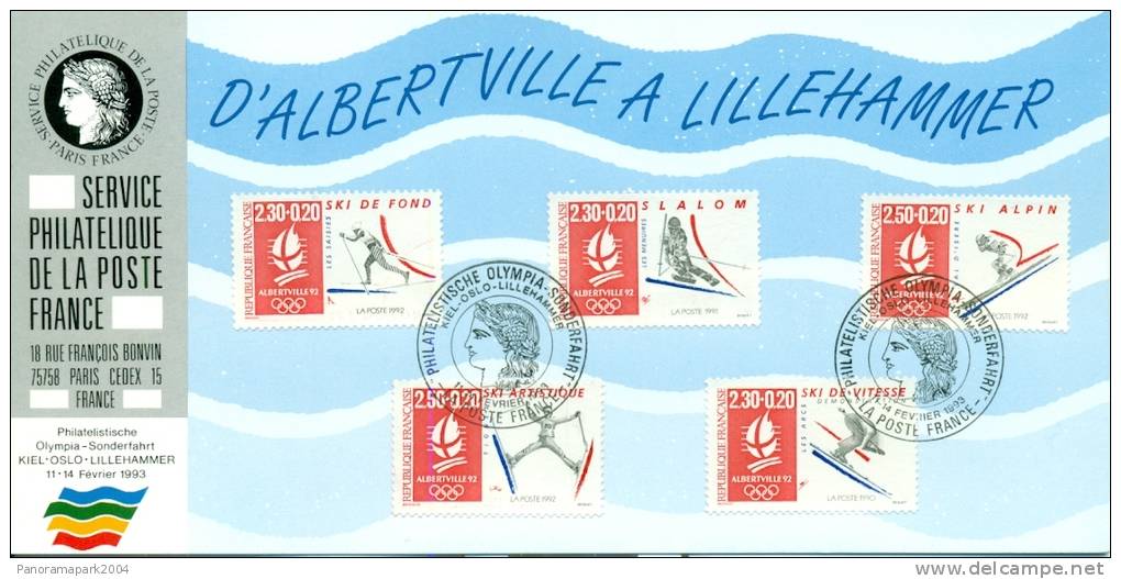 099 Carte Officielle Exposition Internationale Exhibition Kiel Oslo 1993 FDC Jeux Olympiques D´hiver Albertville Olympic - Briefmarkenausstellungen