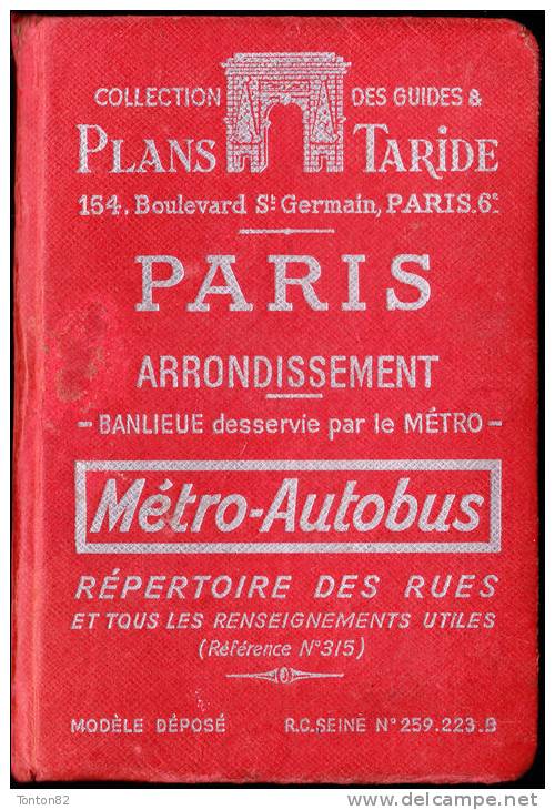 Plans Taride - PARIS - Arrondissements - Métro - Autobus - Répertoire Des Rues - ( 1954 ) - Cartes/Atlas