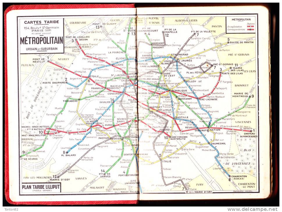 Plans Taride - PARIS - Arrondissements - Métro - Autobus - Répertoire Des Rues - ( 1954 ) - Mapas/Atlas