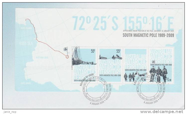 AAT 2009 South Magnetic Pole 100 Years MS  FDC - Other & Unclassified