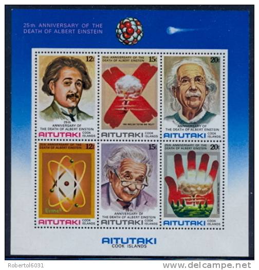 Aitutaki 1980 Complete Issue + Souvenir Sheet 25th Anniversary Death Of Albert Einstein Nobel Prize In Physics 1921 MNH - Albert Einstein