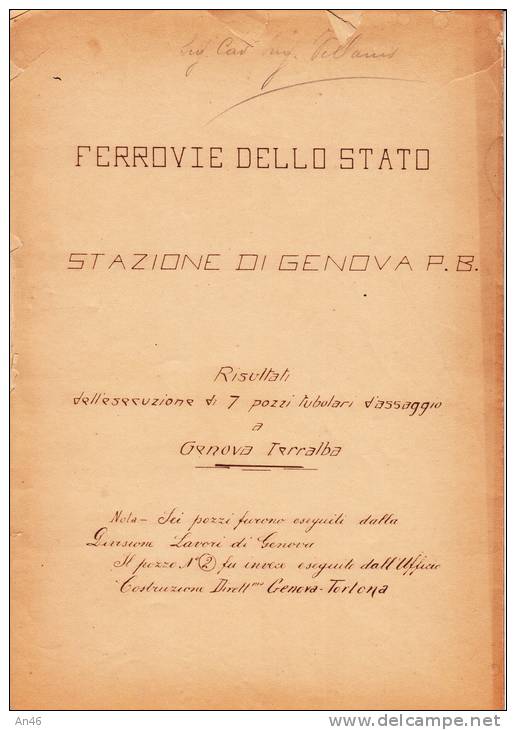 FERROVIE DELLO STATO-DIRETTISSIMA GENOVA-TORTONA TRONCO TORTONA-ARQUATA-TAVOLE DI CALCOLO GALLERIA MONTEROSSO - Public Works