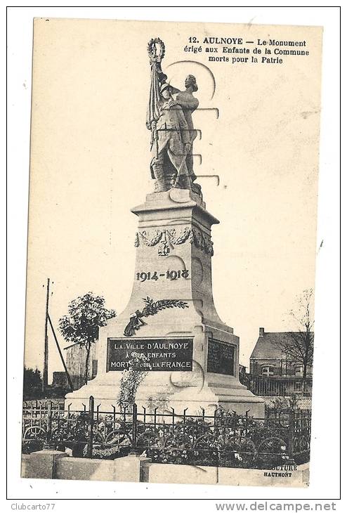 Aulnoye (59) : Le Monument Aux Morts En 1920. - Aulnoye