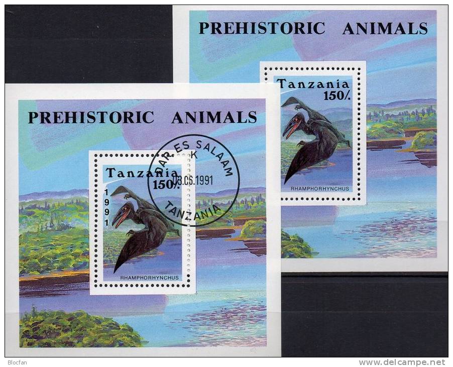 WWF Dinosaurier 1991 Tansania Block 146 ** Plus O 4€ Ramphorhynchus Bf Prehistorics Bloc Fauna Sheet Of Tanzanie Africa - Tanzania (1964-...)