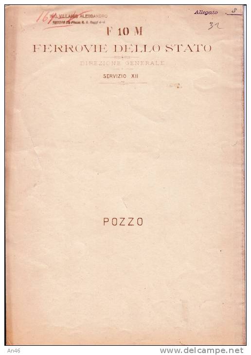 FERROVIE DELLO STATO-DIREZIONE GENERALE-ING.VILLANIS ALESSANDRO-POZZO-SEZIONE AB-SEZIONE CD- - Obras Públicas