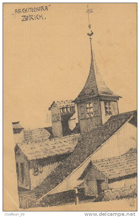 "Architectura" , Carte Précurseur Zürich  IX.03 (1903) Ganzsache Nr 28  Rar ! Bfm 5 C. Am Rückseite - Zürich