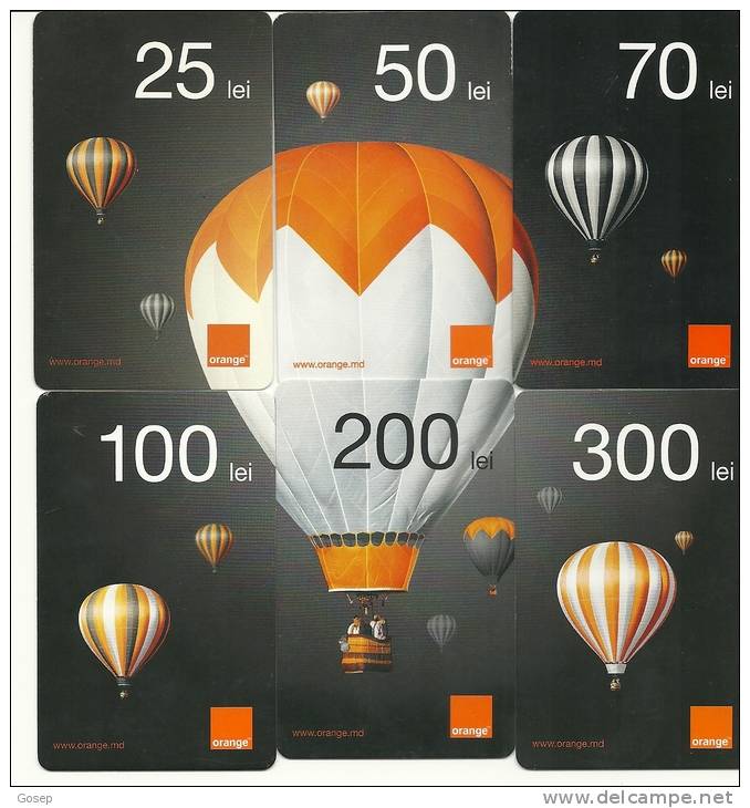 MOLDOVA-ORANGE PUZZEL-(set 6 Cards Prepiad)-25,50,70,100,200,300 Lei-used+3 Cards Prepiad Free - Moldavie