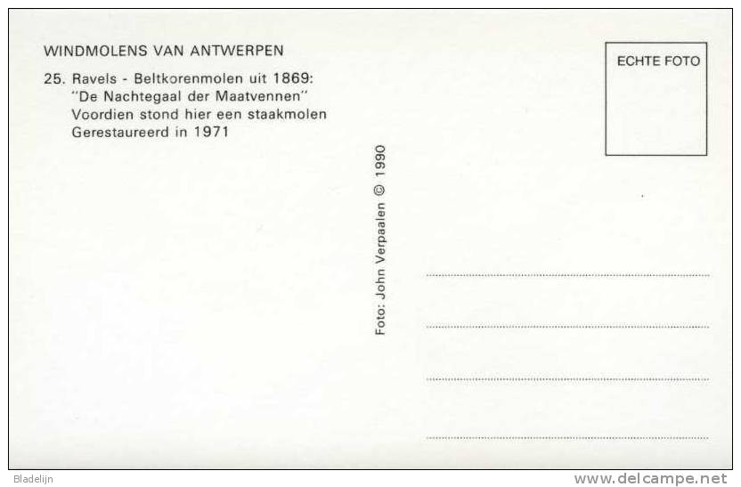 Ravels (Antw.) - Molen/moulin - Bergmolen ´De Nachtegaal Der Maatvennen´ Opgezeild En In Werking In 1990) - Ravels