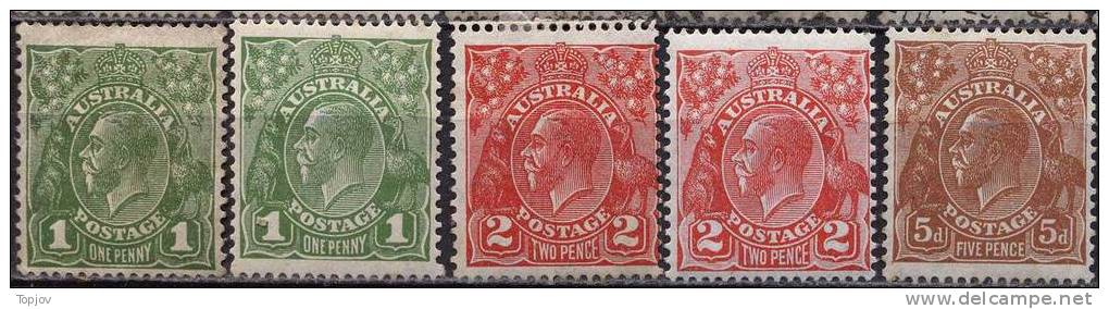 AUSTRALIA  - GEORGE  V - 1-1-2-2-5 D - Perf. 13½ : 12½ - Wz.7 - 1931-32 - Nuevos