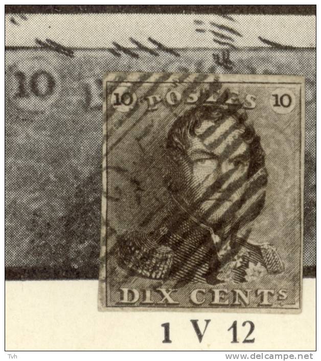 Nr.1-V12 (W.B) Arcering Op De Bovenste Kaderlijn,zegel N°120 P25 Is Van Het Type II Schuine 5: Zeldzame Combinatie - 1849 Epaulettes