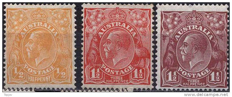 AUSTRALIA  - GEORGE  V -  ½  - 1½ - 1½  D - Perf. 13½ : 12½  - Wz.6 - MLH - 1932-36 - Neufs