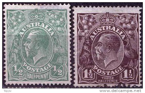 AUSTRALIA  - GEORGE  V -  ½ (dam)  - 1½  D - Perf. 14  - Wz.5 - BLACK-BROWN - 1919 - Usati