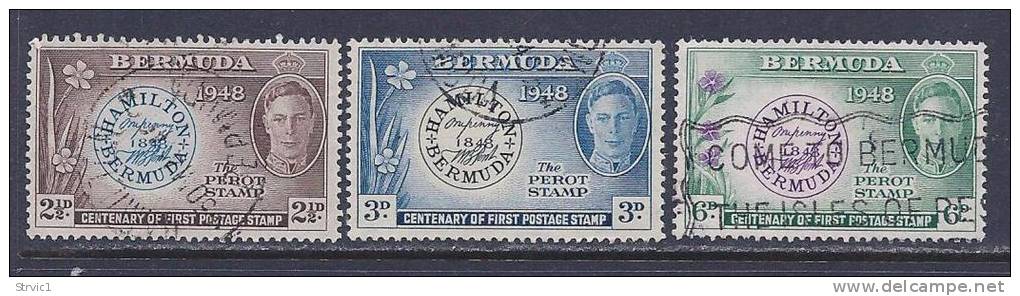 Bermuda, Scott #135-7 Used Postmaster Stamp,1949 - Bermudes