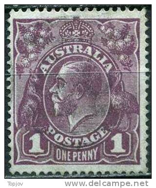 AUSTRALIA  - GEORGE  V -  ½ (dam)  - 1 D - Perf. K 14  - Wz.3 - VIOLET - 1922 - Ungebraucht