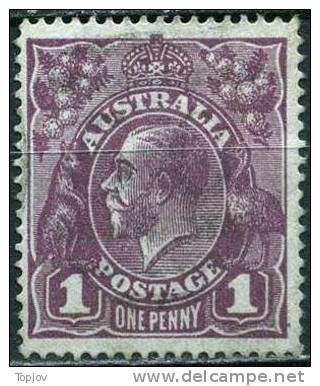 AUSTRALIA  - GEORGE  V -  ½ (dam)  - 1 D - Perf. K 14  - Wz.3 - VIOLET - 1922 - Nuevos