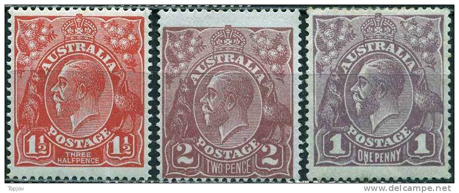 AUSTRALIA  - GEORGE  V  - Perf. 14  - Wz.3 - LOT - 1924 - Ungebraucht