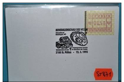 ST871 Mineralien-Schau, Chrysoberyll, Bernstein, 3100 St. Pölten 12.3.1995 - Franking Machines (EMA)