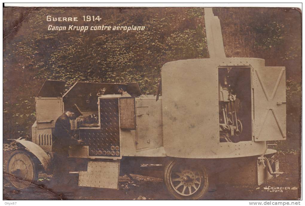 Carte Postale Photo Militaire Français -  CANON KRUPP Contre Aéroplane Guerre 1914- CAMION -VEHICULE - VOIR 2 SCANS - - Material