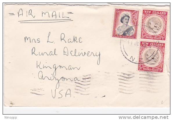 New Zealand 1955 Air Mail Cover Sent To USA - Luftpost