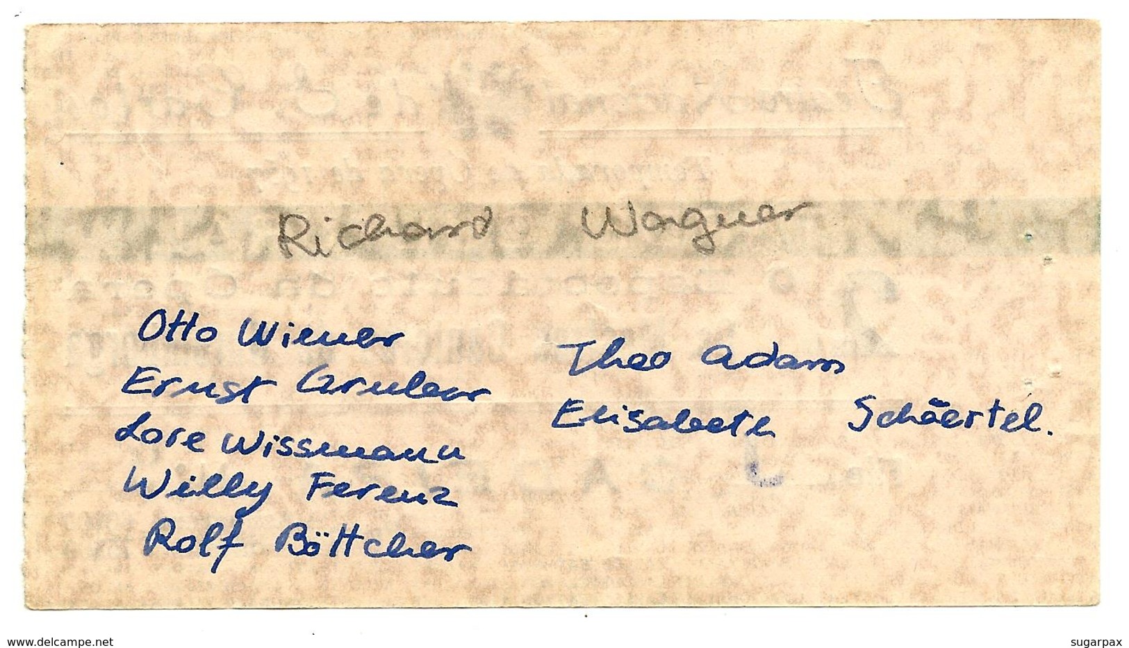 Teatro Nacional De S. Carlos - OS MESTRES CANTORES DE NUREMBERGA - Temporada De Opera De 1957 - LISBOA - PORTUGAL - Tickets - Vouchers