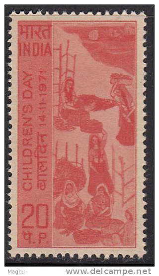India MNH 1971,  Childrens Day, Painting- Women @ Job - Unused Stamps