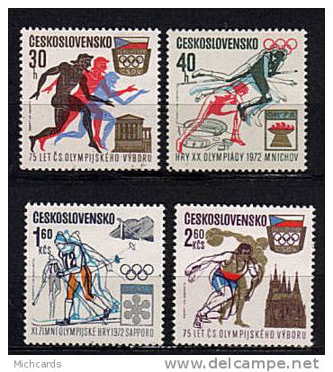 TCHECOSLOVAQUIE 1972 - JO - Course, Ski, Saut, Disque - Serie Neuve Sans Charniere (Yvert 1889/92) - Unused Stamps