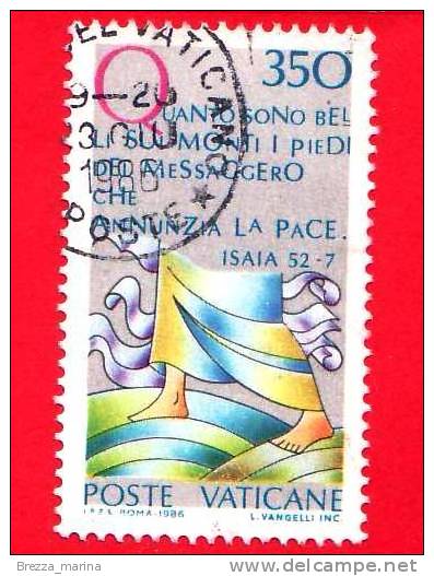 VATICANO - 1986 - Usato - Anno Internazionale Della Pace - 350 L. • Scritta Biblica: Isaia 52-7 - Oblitérés