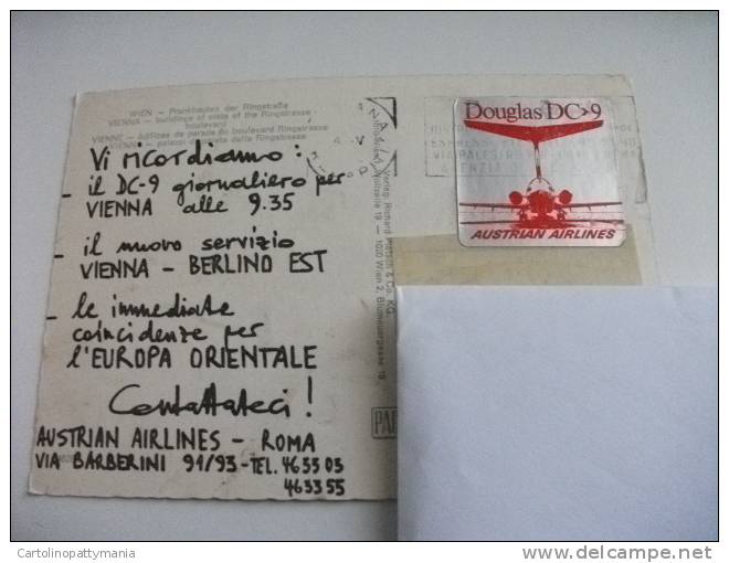 Retro Aereo Douglas Dc 9 Autrian Airlines Pubblicitaria Wien  Multivedute - 1946-....: Moderne