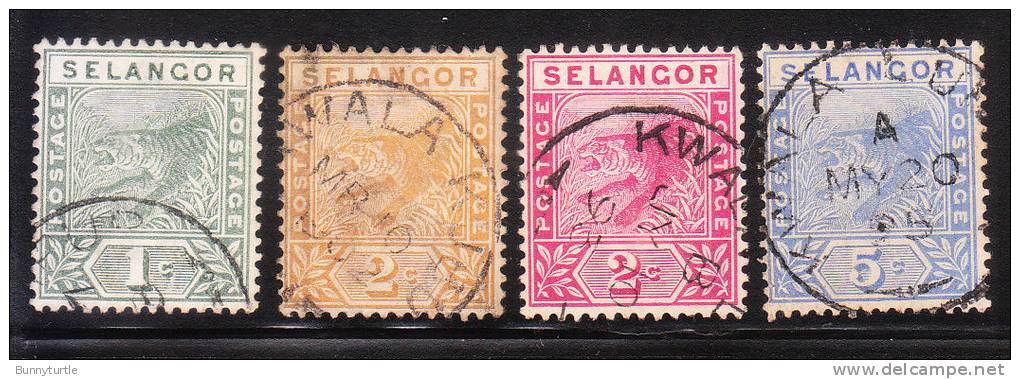 Malaya Selangor 1891-95 Tiger Set Used - Selangor