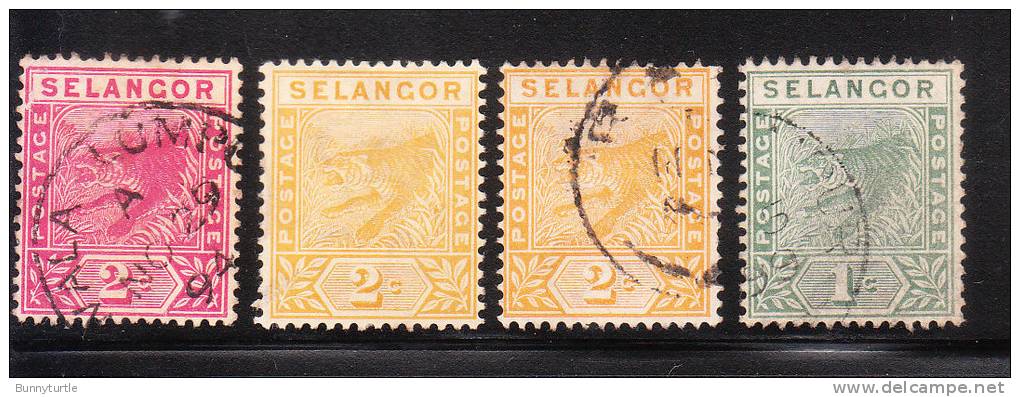 Malaya Selangor 1891-95 Tiger 4v Used - Selangor