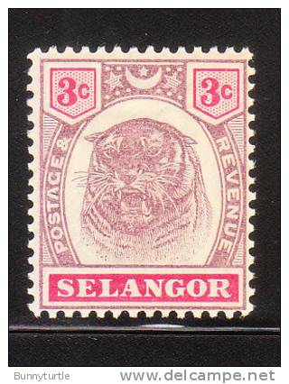 Malaya Selangor 1895-99 Tiger 3c Mint Hinged - Selangor