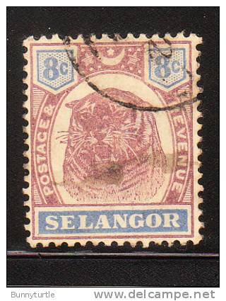 Malaya Selangor 1895-99 Tiger 8c Used - Selangor