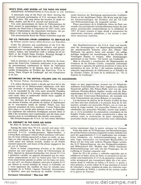 Magazine AEROSPACE INTERNATIONAL - MAY / JUNE 1967-  Avions - Hélicoptères - PARIS AIR SHOW - In The Spirit Of LINDBERGH - Luchtvaart