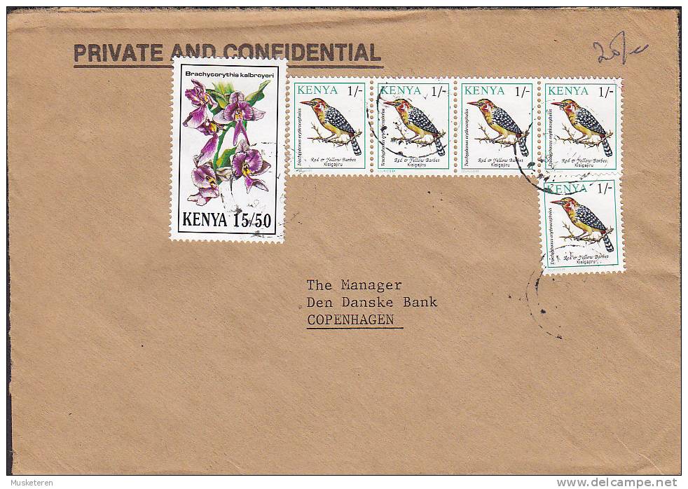 Kenya KENYA COMMERCIAL UKUNDA BANK Ltd.1994? Cover Brief Denmark 4-Stripe Bird Vogel & 15½ Sh Orchidee Orchid (2 Scans) - Kenia (1963-...)