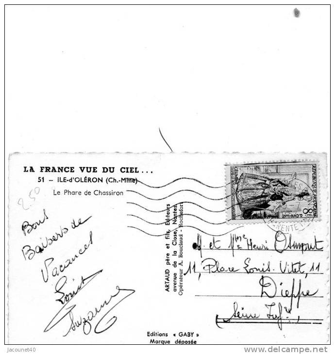 Ile D'Oléron 17 Le Phare De Chassiron Carte Ecrite En 1957 - Ile D'Oléron