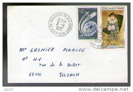 France Lettre CAD Mulhouse 3-11-1977 / Tp 1840 Europa 1975 Picasso Arlequin & Tp 1721 Congrès PTT Chappe Saverne - Brieven En Documenten