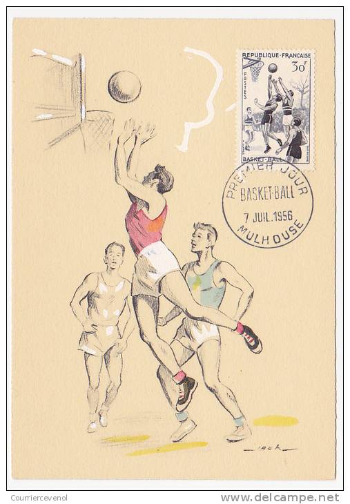 FRANCE - 5 Cartes Maximum - SPORTS 1956 - Basket Ball - Pelote Basque - Rugby - Alpinisme X2 - Autres & Non Classés