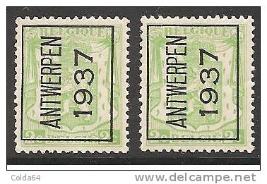 320 2X Antwerpen 1937  ** - Typo Precancels 1936-51 (Small Seal Of The State)