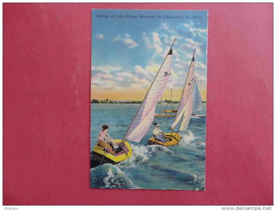 K - Oklahoma > Oklahoma City Sailing On  Lake Heffner Linen Not Mailed      ---ref 910 - Oklahoma City